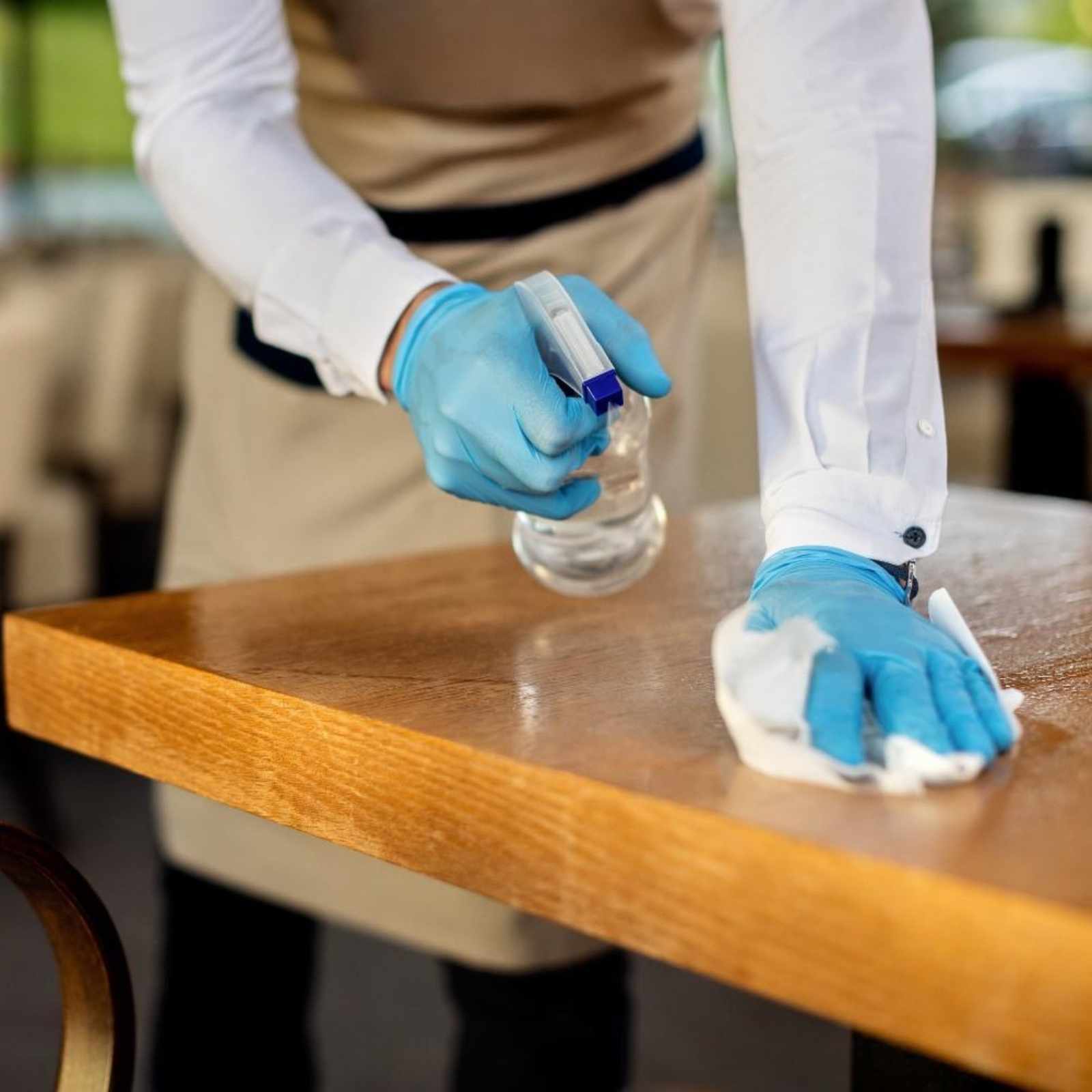 Cleaner performing detailed home cleaning